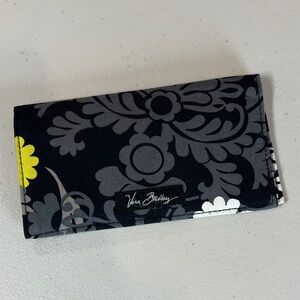 Vera Bradley Black and Yellow Baroque Checkbook Cover Wallet like new